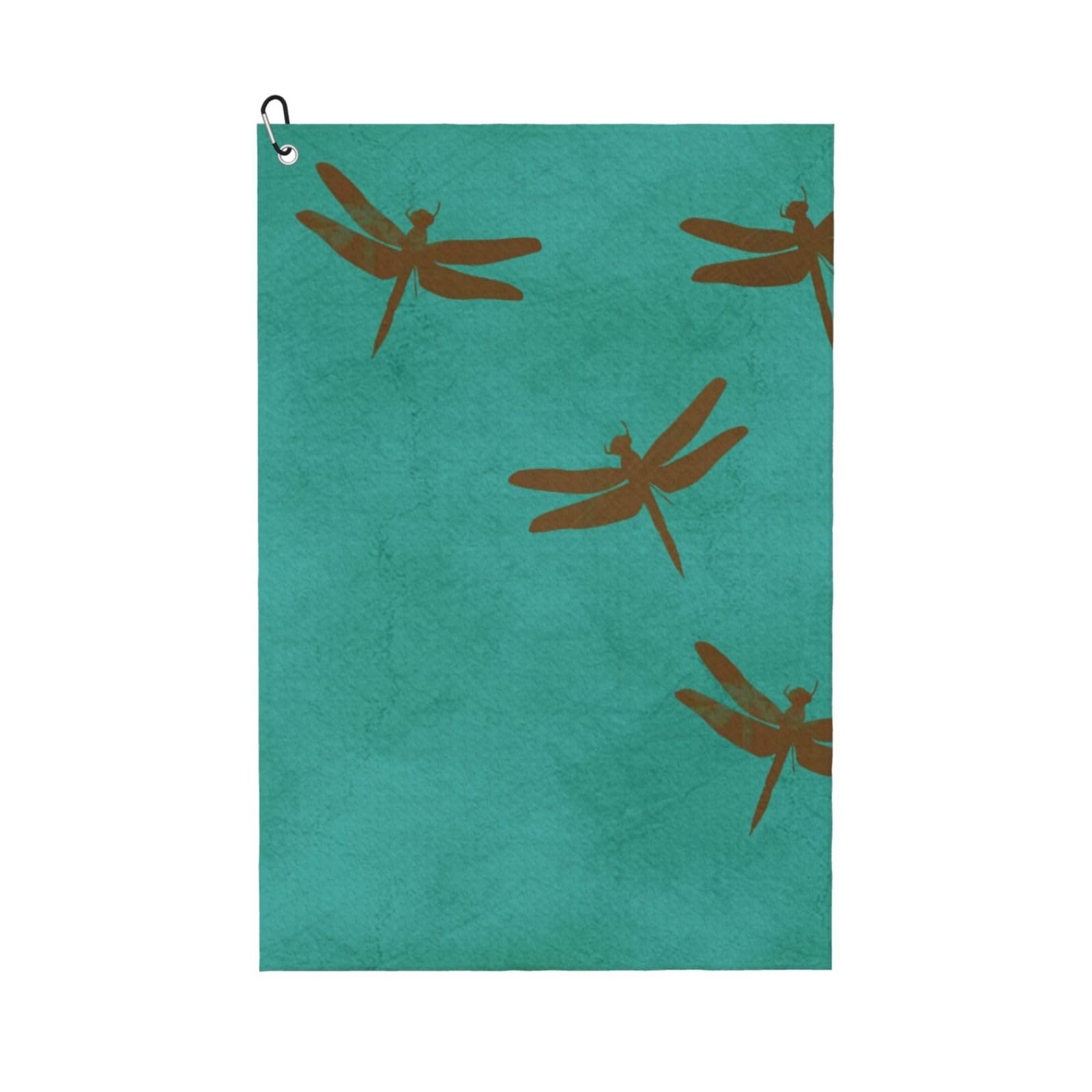 Hnnkloy Dragonflies And Teal Coloured, 16x24 in Portable Waffle Golf Towels with Carabiner Clip for Golf Bag