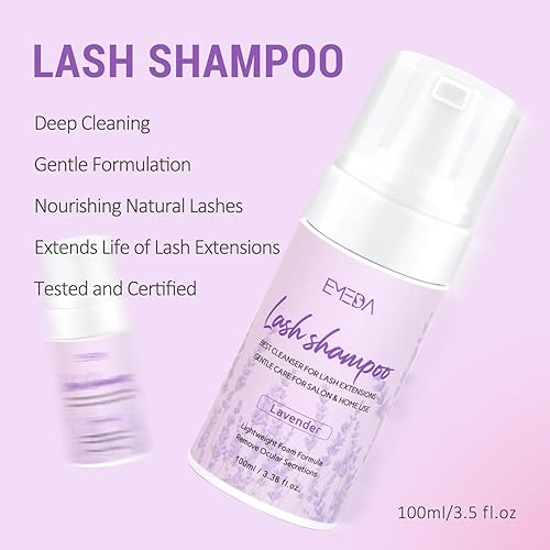 Miniatura 27 de EMEDA Kit de champú para pestañas – 3.38 onzas líquidas / 3.4 fl oz limpiador de pestañas de espuma suave, limpieza sin aceite para extensiones