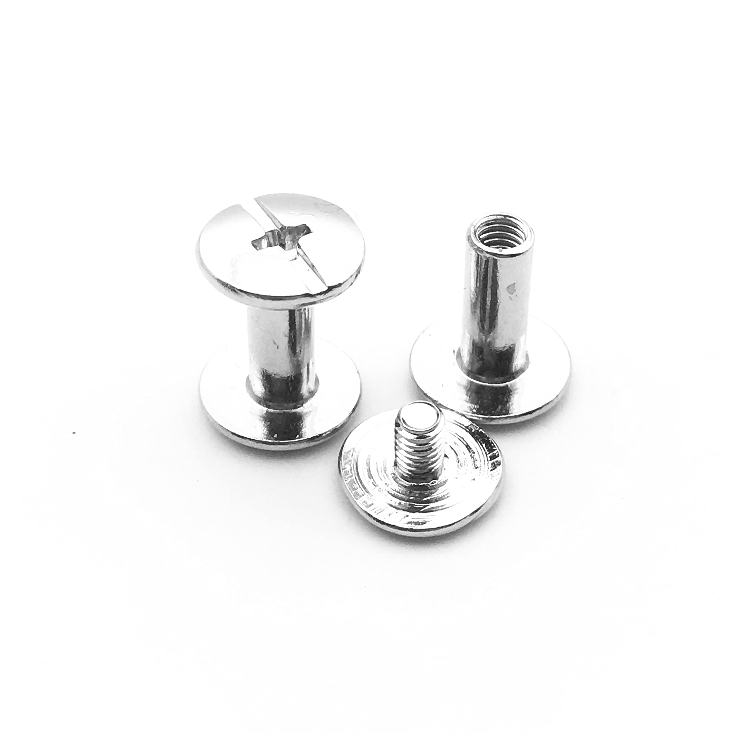 INCREWAY Viti A Croce, 60 Set 5 Mm X 12 Mm Nichelato Viti A Testa Tonda Chicago Binding Viti A Testa Tonda Stud Post Nail Rivet Chicago Button, Tono Argento
