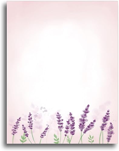 Papel de papelería floral lavanda - 80 hojas