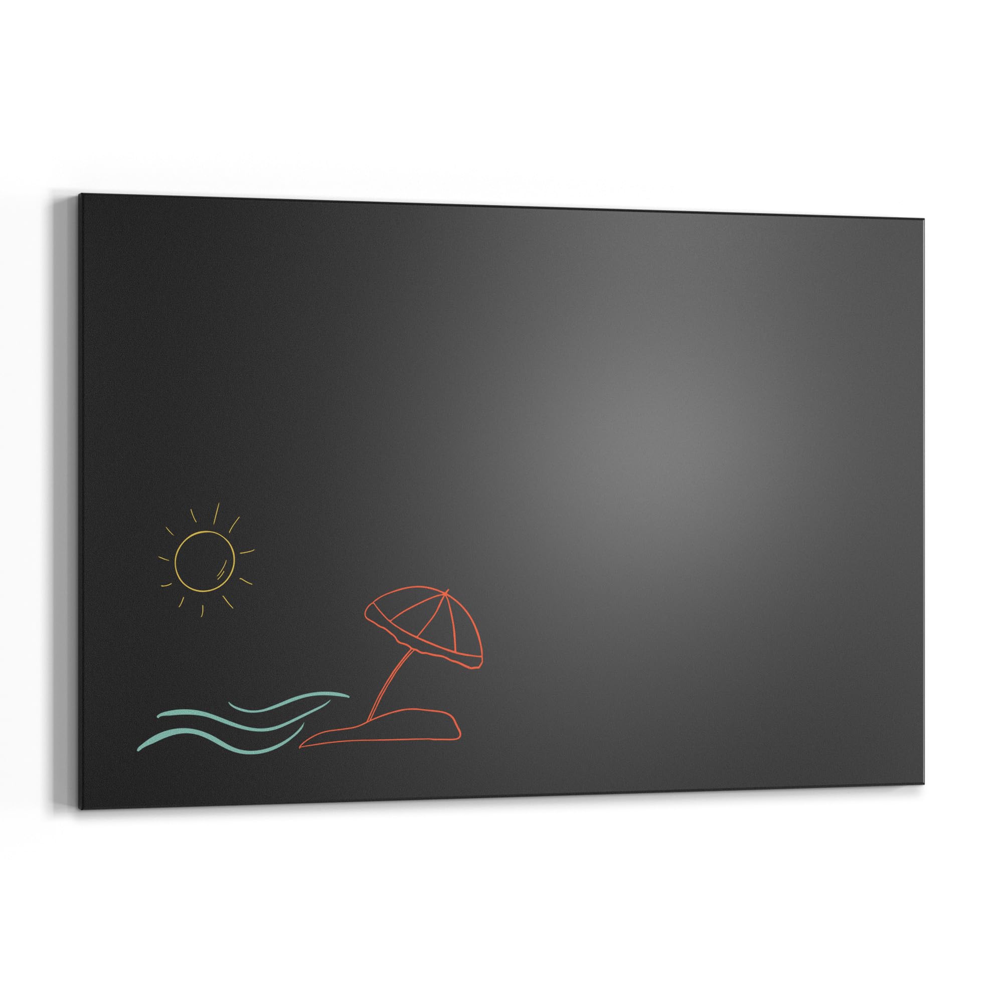 DEQORI Magnetyczna tablica do pisania kredą z nadrukiem UV | motyw "Urlop w liniach" | wzór prostokątny 90 x 60 cm | metalowa tablica kredowa do pisania – dekoracja ścienna do kuchni, korytarza