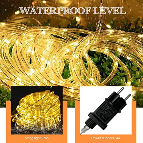 Liyade LED Lichterschlauch Aussen 10m 100 LEDs Lichtschlauch Außen Innen 8 Modi IP45 Wasserfest Lichtschläuche Leuchtschlauch Led Schlauch für Garten Fest Party Hochzeit (Warmweiß)…