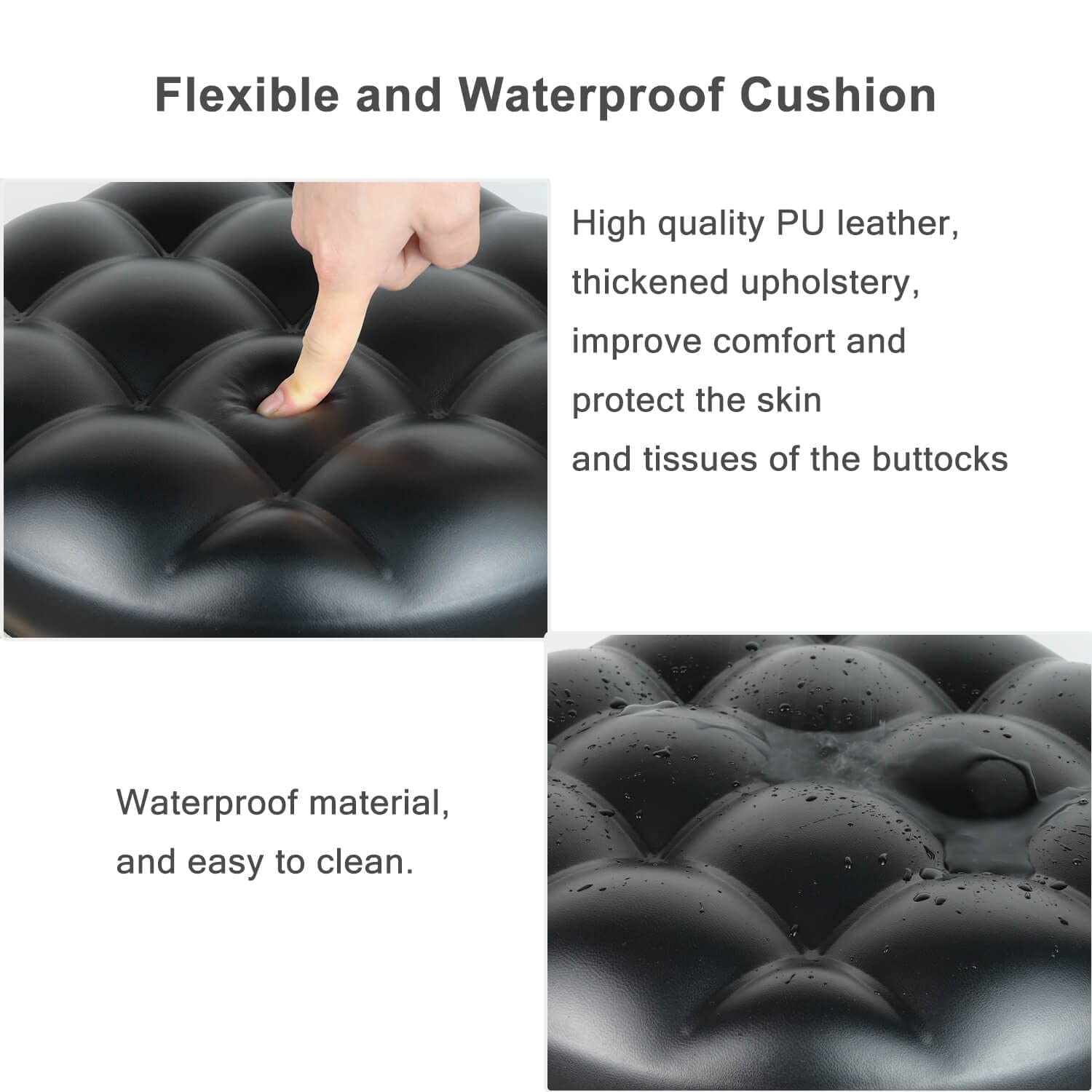 IMMER LIEBEN Rolling Stool Low to Ground Roller Seat with 5 Universal Swivel Caster Wheels for Home Office or Fitness Sport or Garage Shop PU Leather High Density Cushion and Steel Black