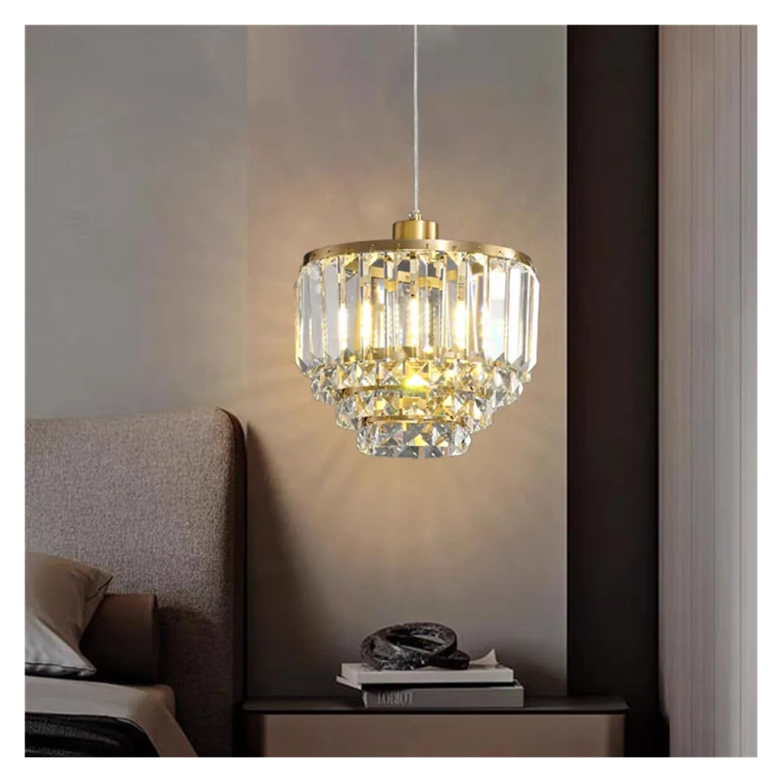 ASerZenith H65 Copper Crystal Chandelier Luxury Bedroom Bedside Hanging Lights Modern Designer Home Decor Restaurant Bar Lights