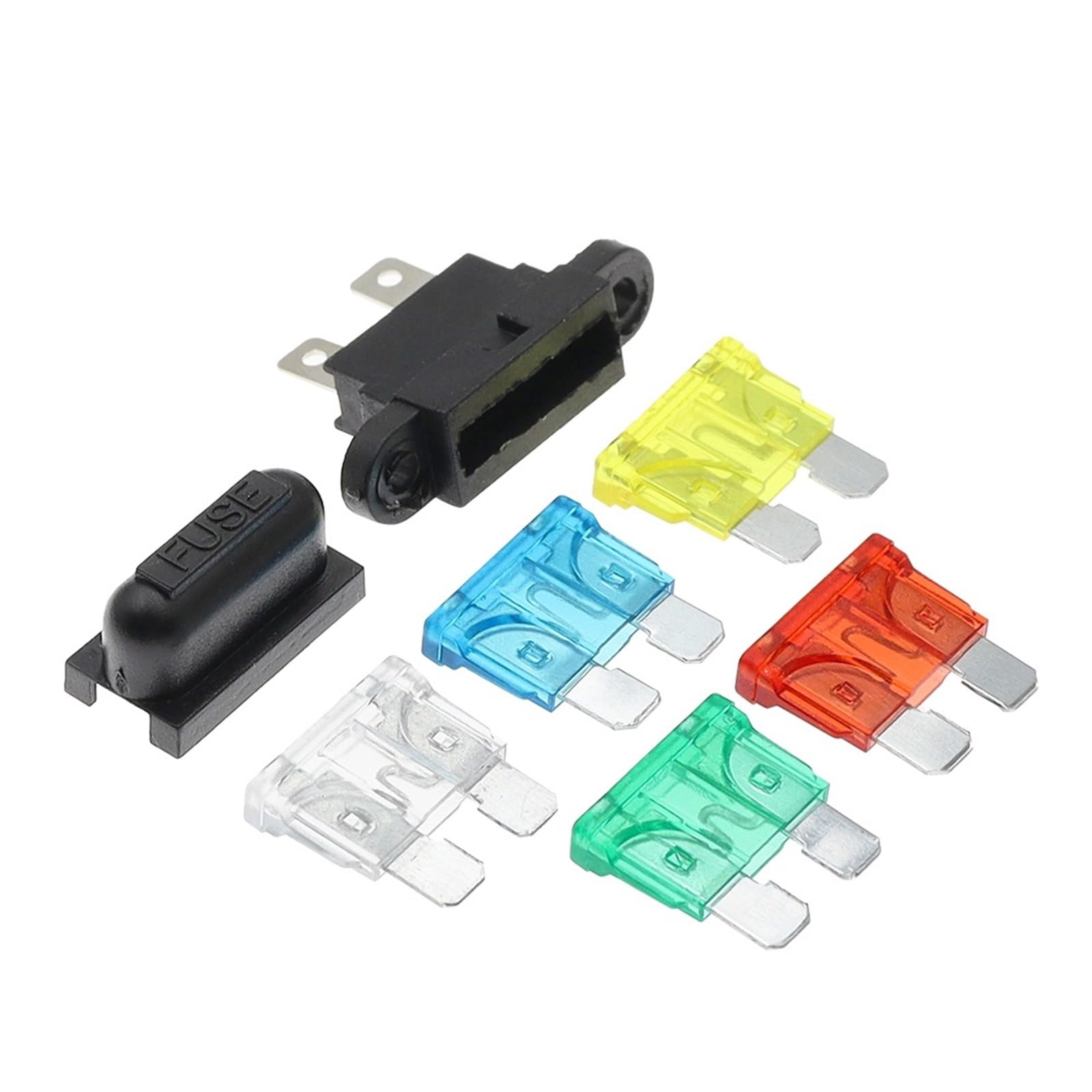 5PCS Wasserdicht Auto Standard Nahen Sicherung Halter + 1-50A Auto Boot LKW ATC ATO Klinge Sicherung 3A 5A 10A 15A 20A 25A 30A 35A 40A 50A(10A)