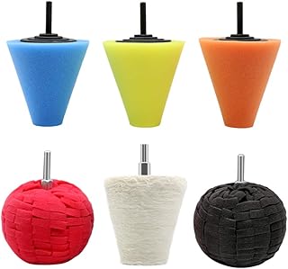Polishing Cone for Wheels, car Wheel polishing Buffing pad 6pcs Car Hub Foam Polishers Kit for Automotive Wheels Hub Care Deep Sponge Buffing Cleaning Drill Buffing Sponge Pads