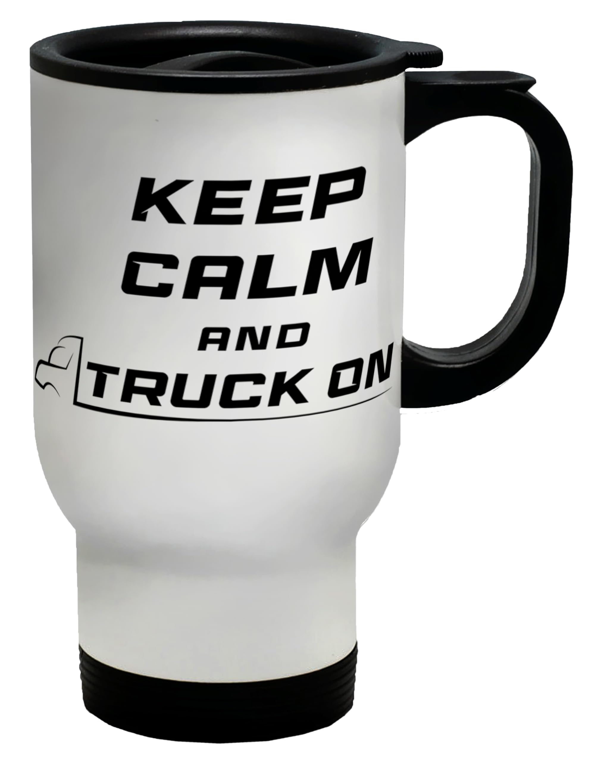 Shopagift Trucker Trucking Travel Mug Keep Calm and Truck On Stainless Steel 14oz Cup