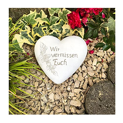 Radami XXL Grabherz Spruch Grabschmuck Grab Herz - Wir vermissen Euch - Grabdeko Trauerherz ca. 1300g