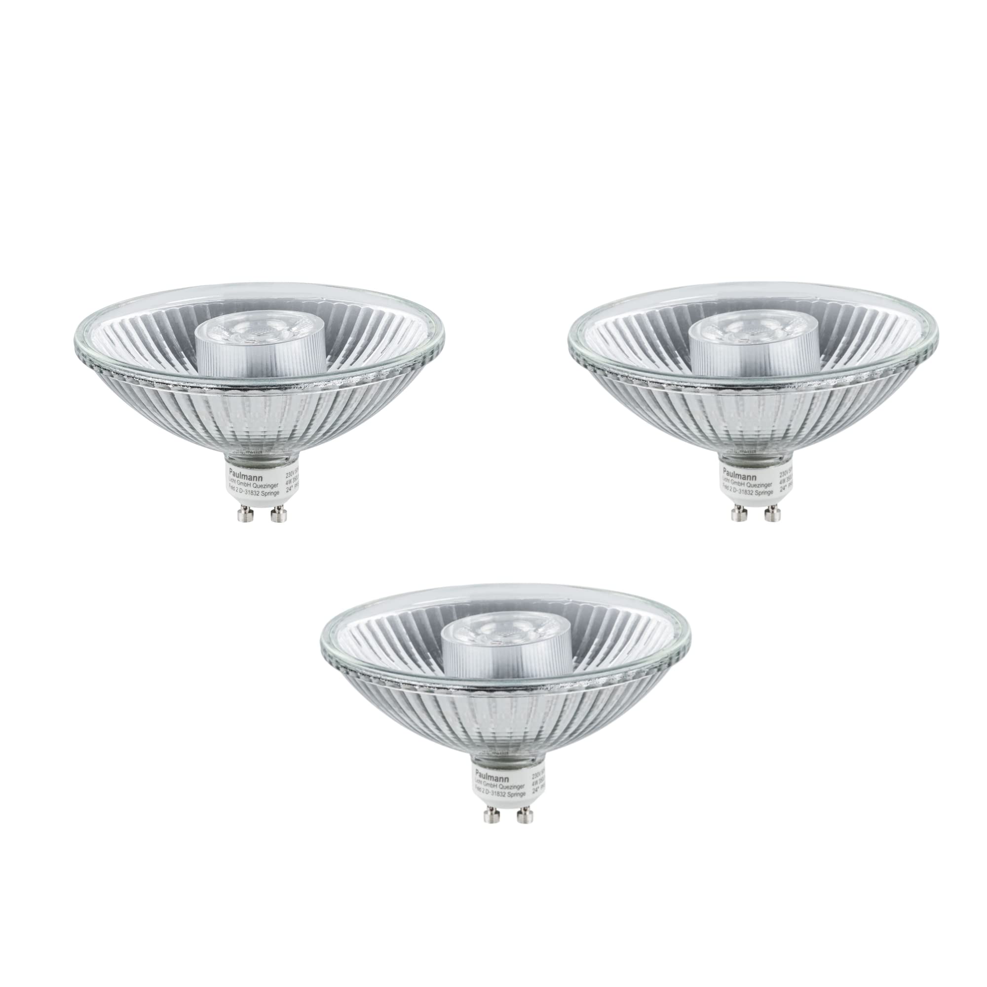 Paulmann 3er Pack 285.14 LED QPAR111 4W GU10 230V Warmwei? 24? 28514 Leuchtmittel Lampe