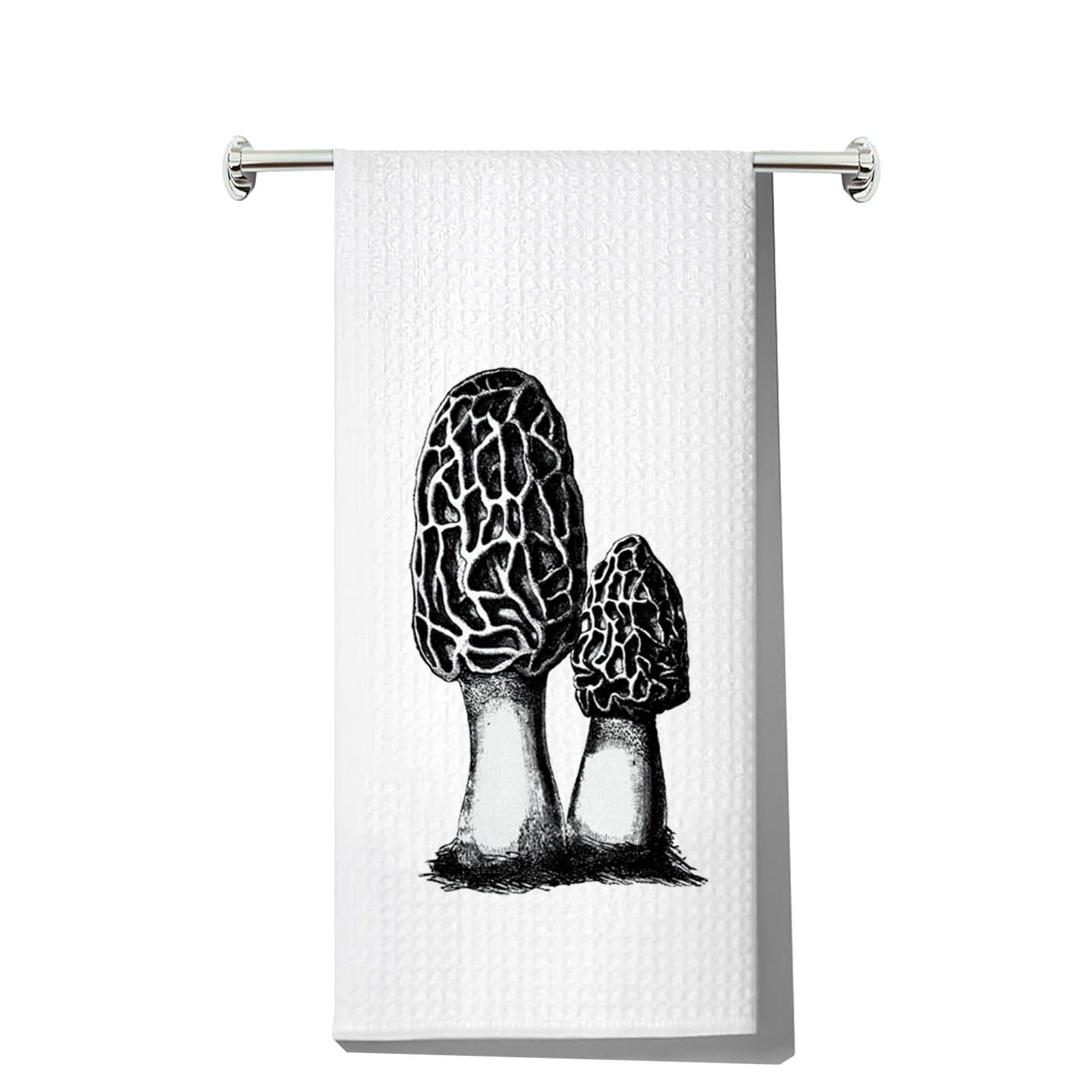 Torchon de cuisine Morel idéal cadeau | Essuie-mains champignon gaufré