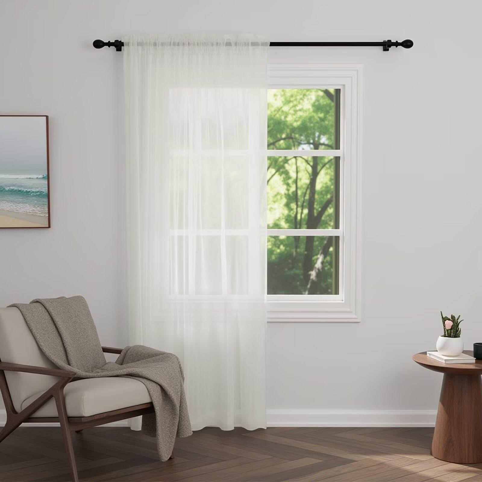 Zdada Net Curtains for Windows 84 Drop, Orange Slot Top Voile Curtains, Semi Transparent Sheer Curtain Net Curtain Panel for Living Room Kitcken W60xL84 Inch,1 Panel — image 1