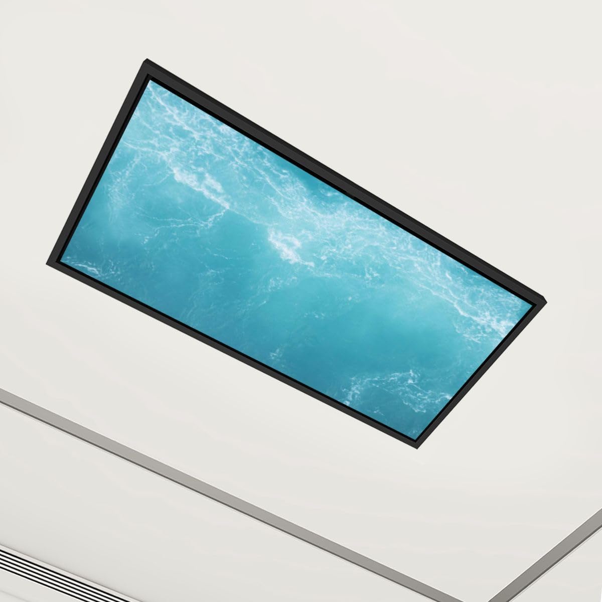 4 Pack Fluorescent Light Covers Sea Waves ocean wave Splashing Ripple Water Blue water Leave space to Decorative Magnetic Ceiling Light Covers Light Shade Panel for Classroom Office 4 x 2 ft