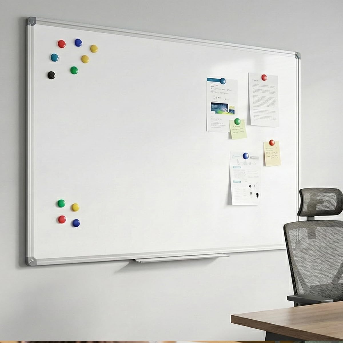 40 x 28 Inch Magnetic Dry Erase Whiteboard - Medium-Large Wall Mounted Writing Board for Home Office & Study - Silver Aluminum Frame with Tray
