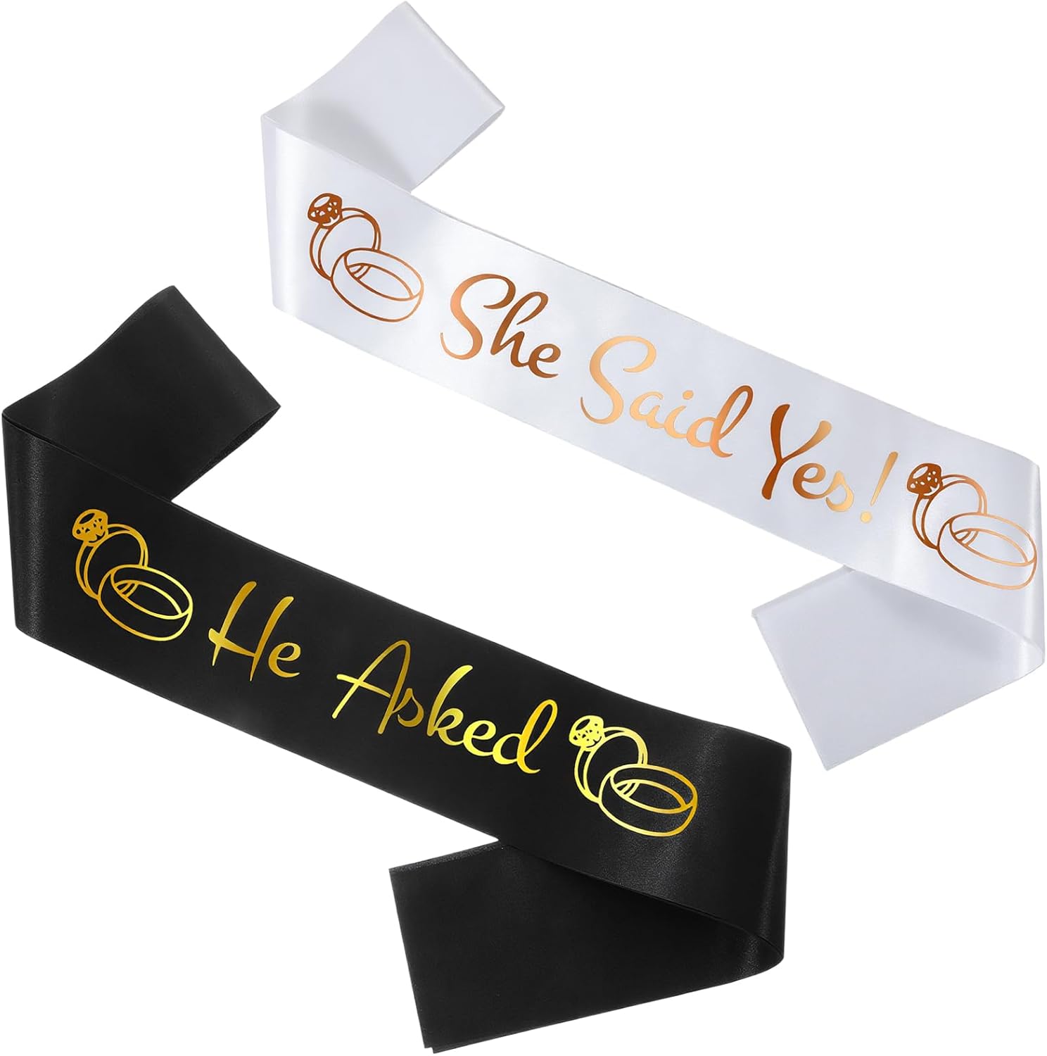 He Asked & She Said Yes Sashes, Funny Bride & Groom to Be Sash Kit for Wedding Engagement Bachelorette Bridal Shower Party Decor Favors Gifts