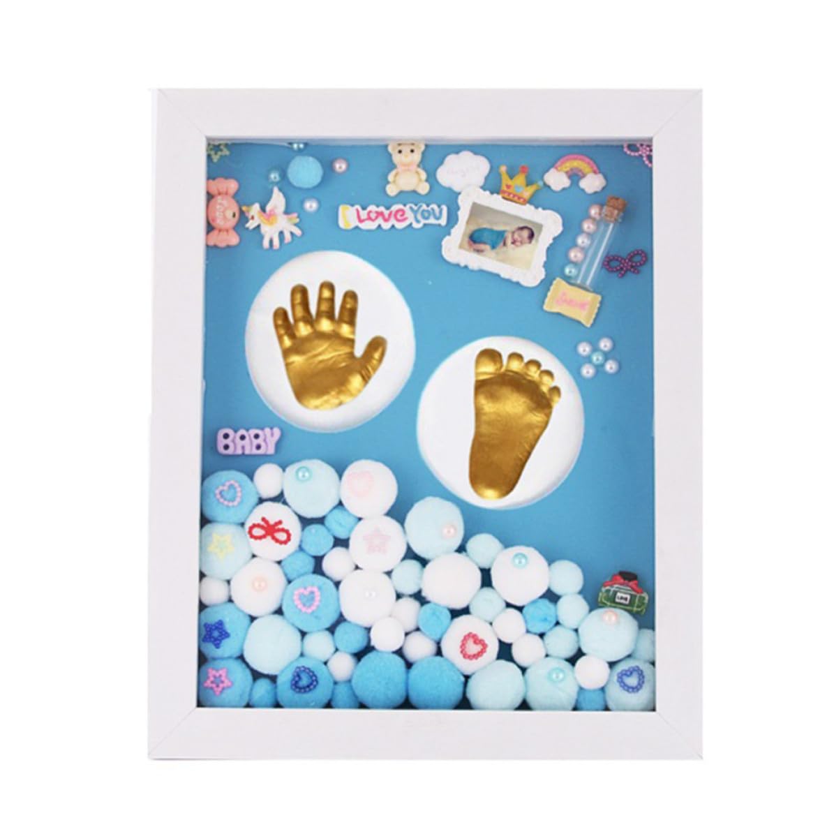 Vaguelly Set Kit Impronta Mani e Piedi Ragazzo Ragazza Cornice Acrilica Oro, Regalo Nascita Bimbo per Battesimo e Ricordo Memorabile