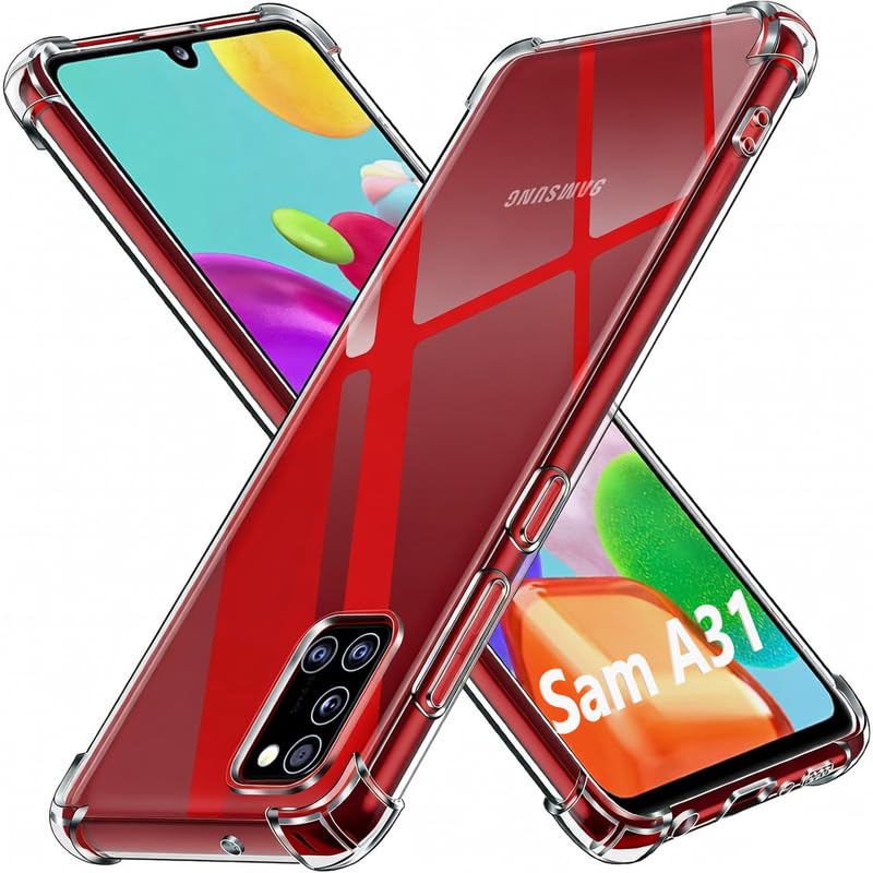 Image of Lustree Back Cover Transparent Case Compatible with Samsung Galaxy A31 | Clear + TPU Case with 4 Corner Air Cushion Protection & Camera Protection | Slim& Stylus Cover