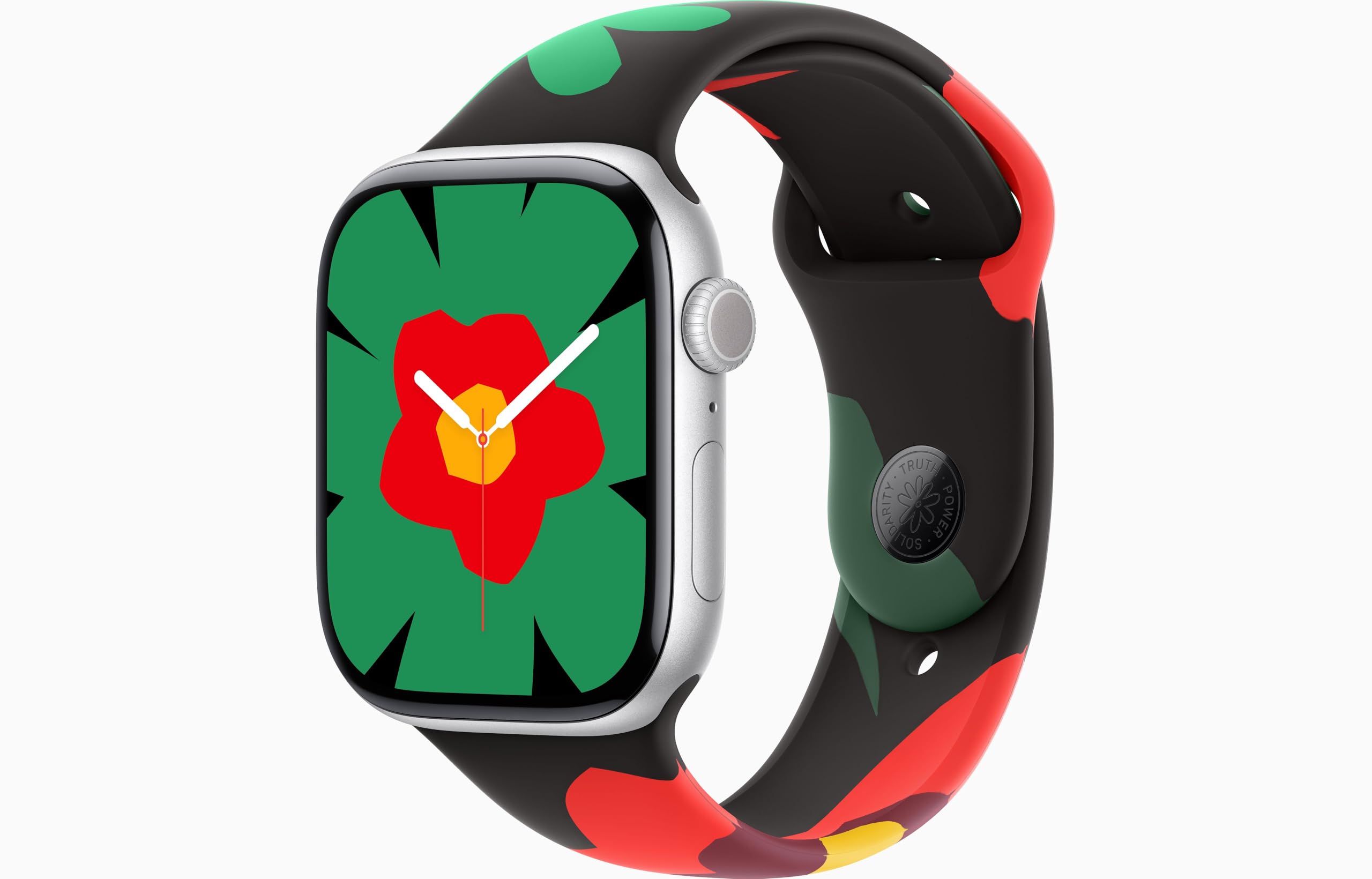 Apple Watch Series 10 [GPS + Cellular, 42mm] - Silver Aluminum Case with Black Unity - Unity Bloom Sport Band, S/M (Renewed)