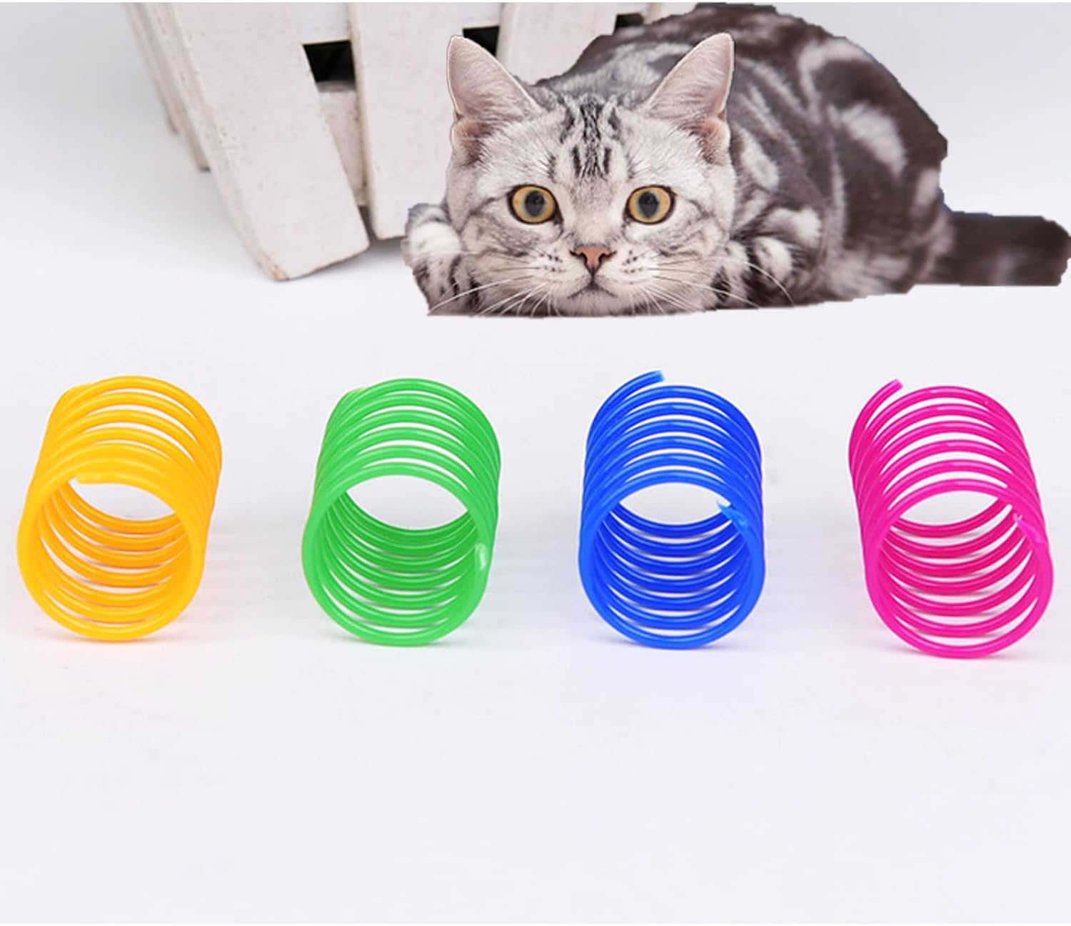 120 Pack Cat Spring Toy - Interactive Plastic Coils for Indoor Cats, Colorful Spiral Springs for Swatting, Biting, Hunting - Active Healthy Fitness Play Kitten Toys