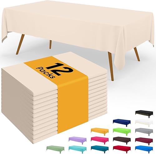 Miniatura 67 de Smiry - Juego de 6 manteles desechables, manteles rectangulares impermeables de 54 x 108 pulgadas para fiestas, mantel de plástico decorativo, a