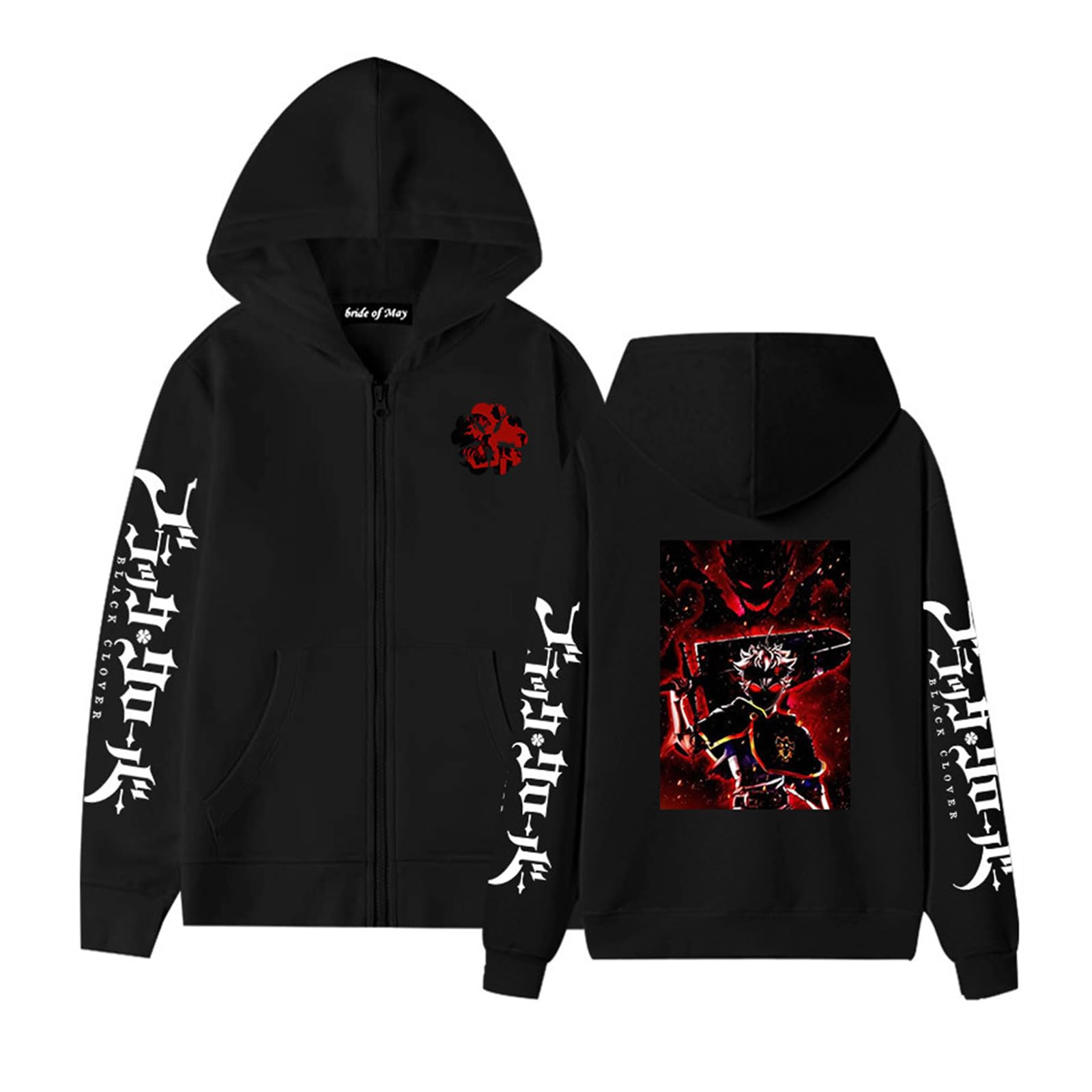 Black Clover Hoodie Anime Print Zip Sweatshirt Casual Sports Sweatshirt Street Trend Harajuku Style Zip Hoodie Cosplay Clothing