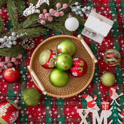 30pcs Christmas Balls Ornaments - Red and Lime Green Shatterproof Christmas Ornaments Set Glittering Hanging Xmas Tree Decorations for Home Indoor Holiday Party Decor - image 5