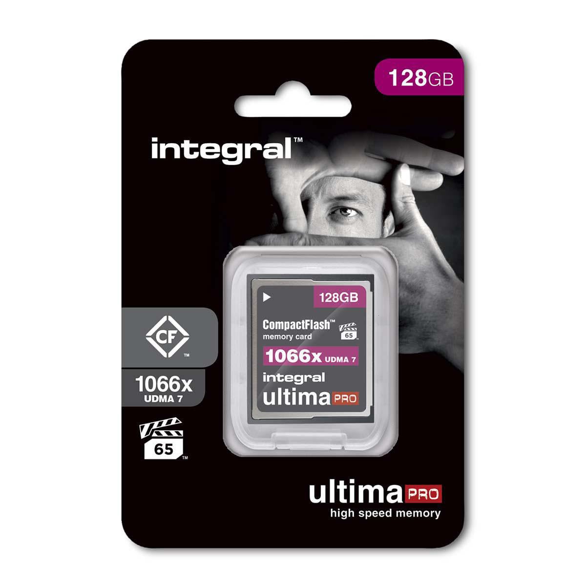 Integral Scheda flash compatta da 128 GB, UDMA-7, velocità 1066x, VPG-65, 160 MB/s in lettura e 135 MB/s in scrittura, scheda professionale ad alta velocità