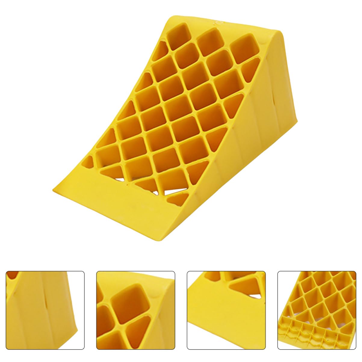 Cuneo Resistente alla Pressione e Assorbente di Rumore Fermaruota Pe Giallo in Plastica Blocco Ruota Portatile per Auto, Camion e Rimorchi, per Parcheggio Sicuro
