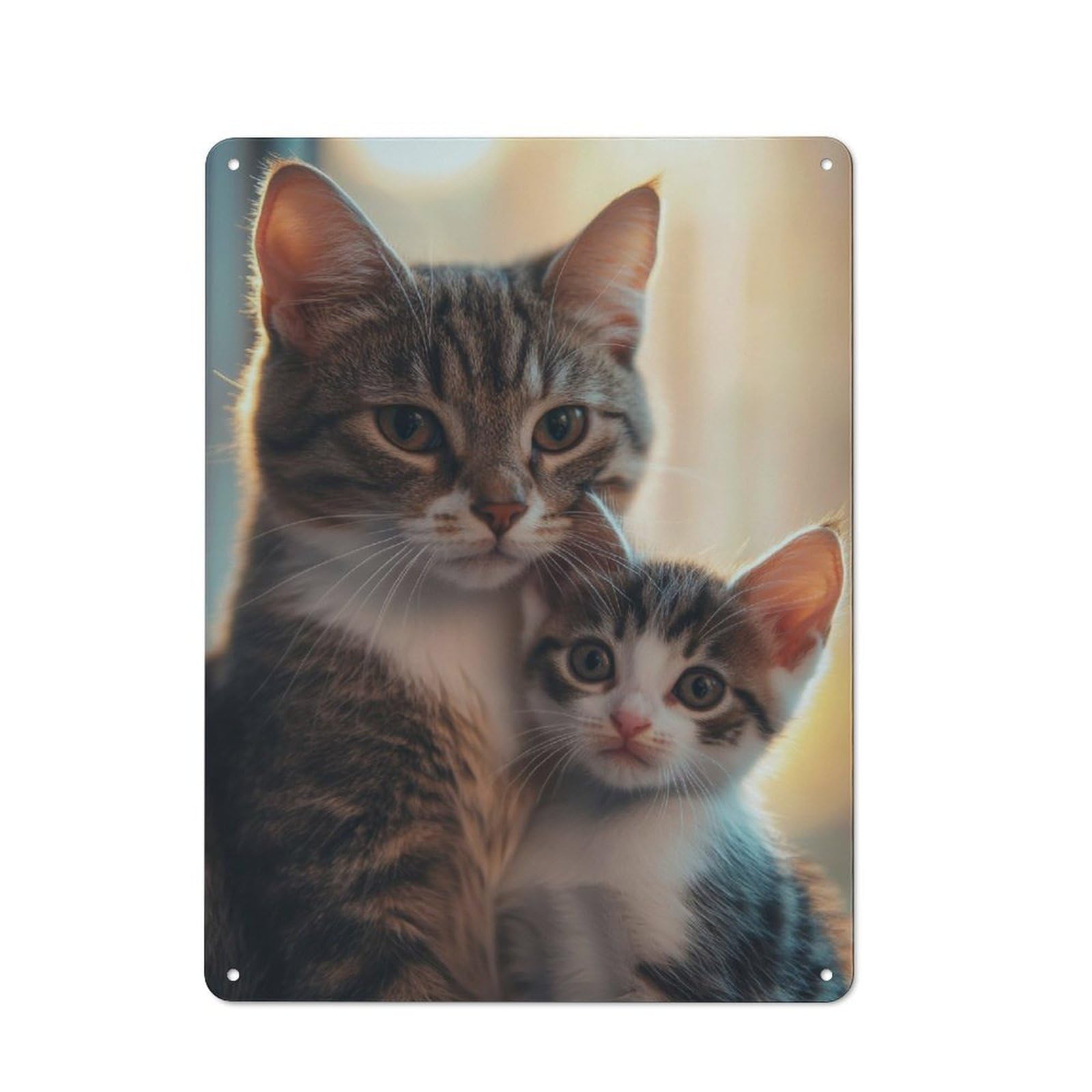 Junmoney Mother Cat And Kitten Retro Tin Sign 40X30cm For Garden Room Or Summerhouse, A Housewarming Gift For Garden Room Decor Fans