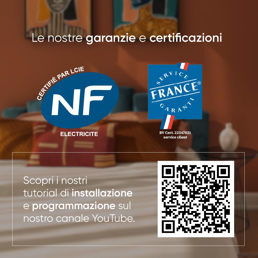 BESTHERM - Radiatore elettrico fisso a inerzia a secco in ceramica 1500W plug & play Bestherm orizzontale bianco