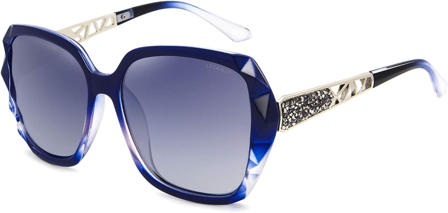 Oversized Sunglasses for Women Polarized UV Protection Classic Fashion Ladies Shades Black Frame Gray Lens