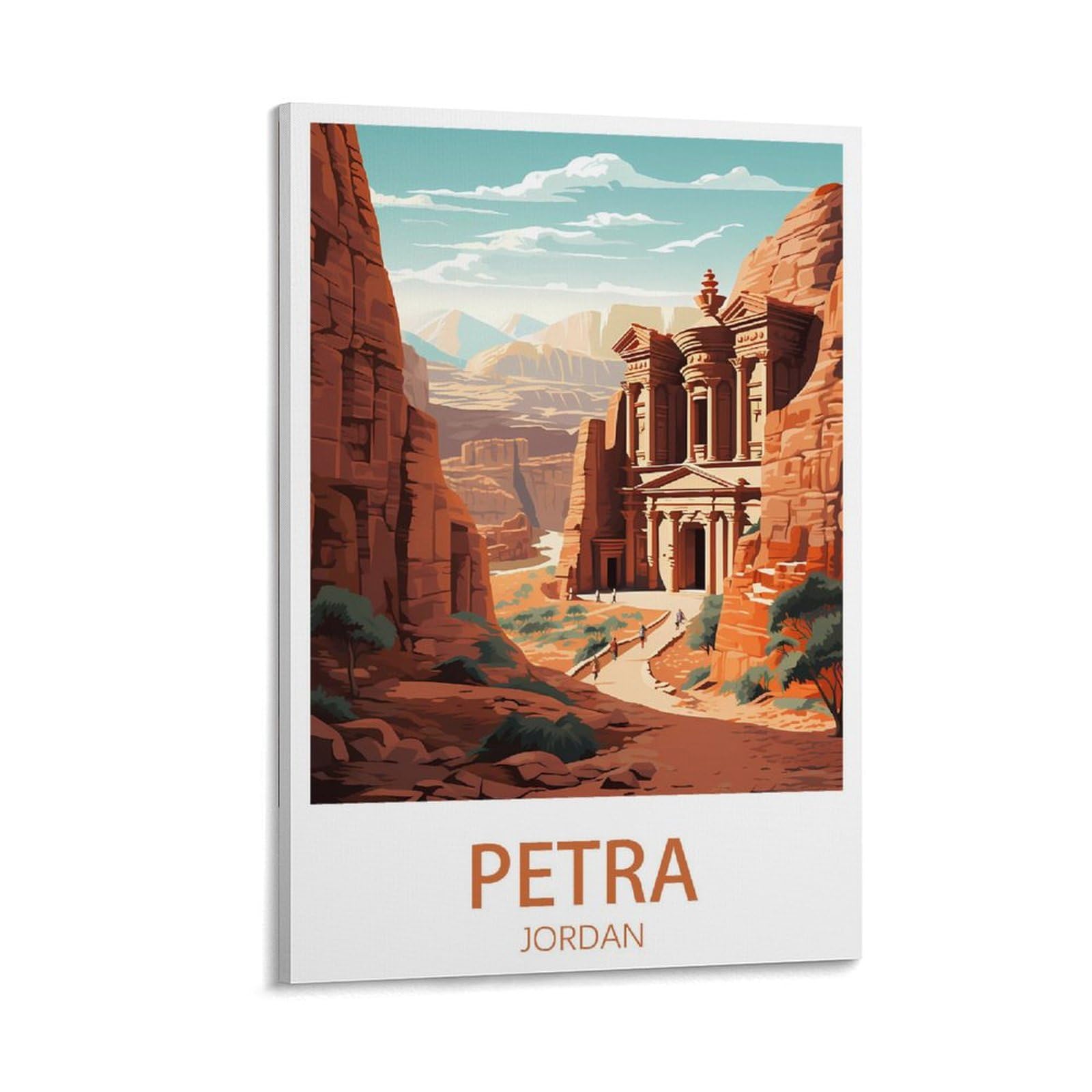 GuYaNa Petra Jordan Vintage Travel Poster Landscape 08x12inch(20x30cm) Canvas Wall Art Print Painting for Wall Decor Living Room Bedroom