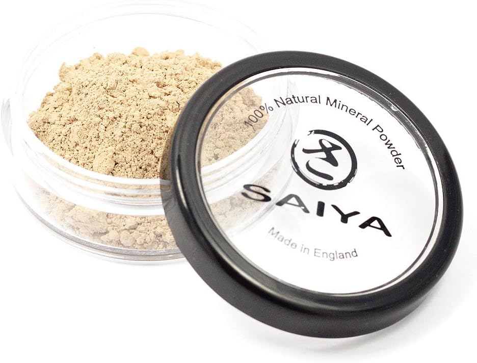 Saiya Flawless Complexion Mineral Foundation Makeup Powder [LIGHT BEIGE] For Light Skin Tones - Face Powder In All Skin Tones- Vegan Friendly SPF 15- 100% All Natural Weightless Mineral For Full Coverage- Perfect For All Skin Types- 4g
