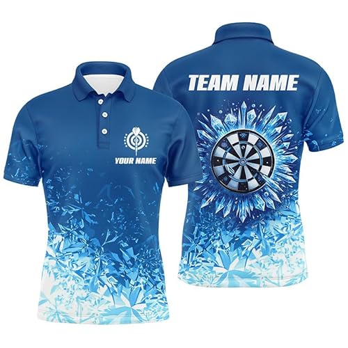 vhasport Personalised ICY Blue Darts Polo & Quarter Zip Shirt Custom Cool Darts Shirt for Men & Women Dart Jerseys L1442