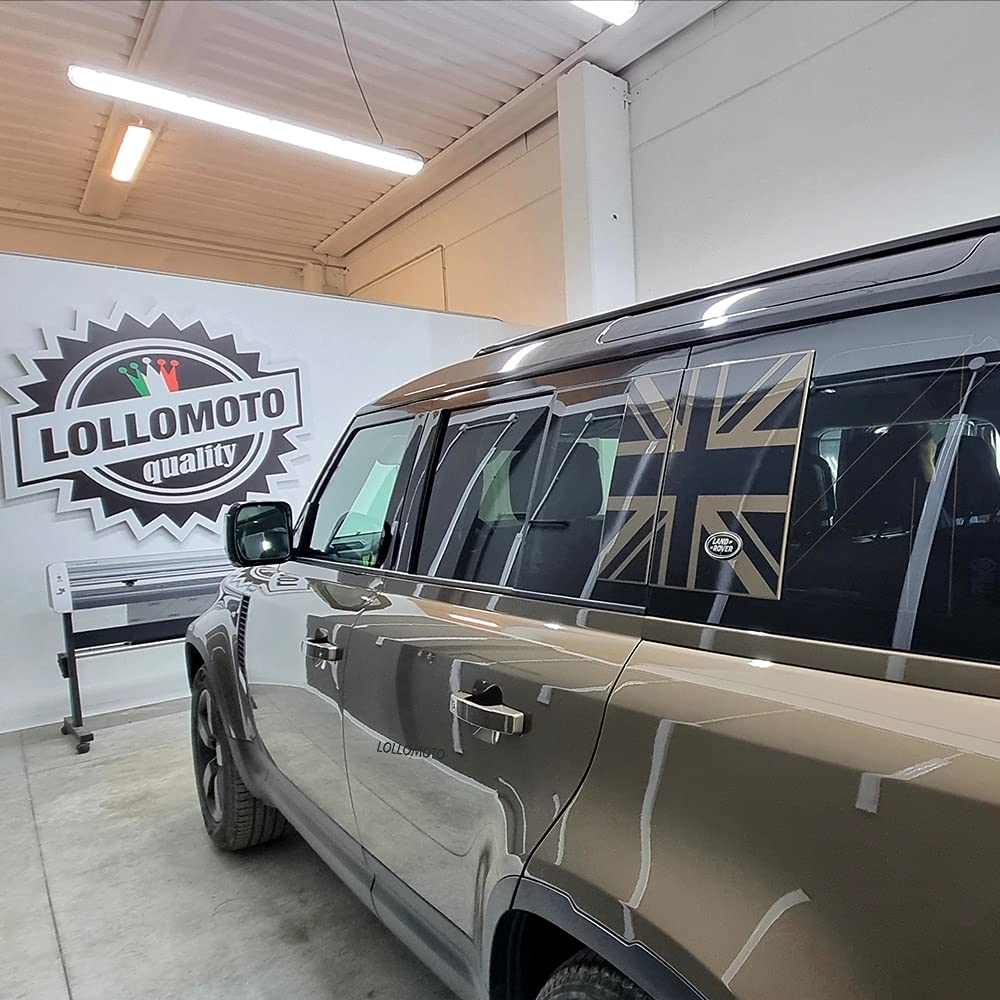 2x Adesivi Montanti BANDIERA INGLESE Ricambio Compatibile con Land Rover DEFENDER 5pt dal 2020 al 2024 Stickers Accessori Auto Pellicole LOLLOMOTO (Nero Lucido)
