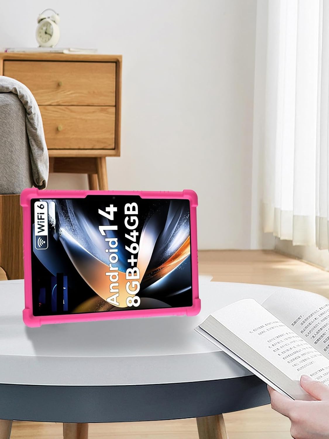 for HiGrace C10 Tablet 10 inch Android 14 Tablet Case,BOVUGAC Soft Silicone Adjustable Stand Shockproof Kids Friendly for HiGrace C10-1 10"(Rosered)