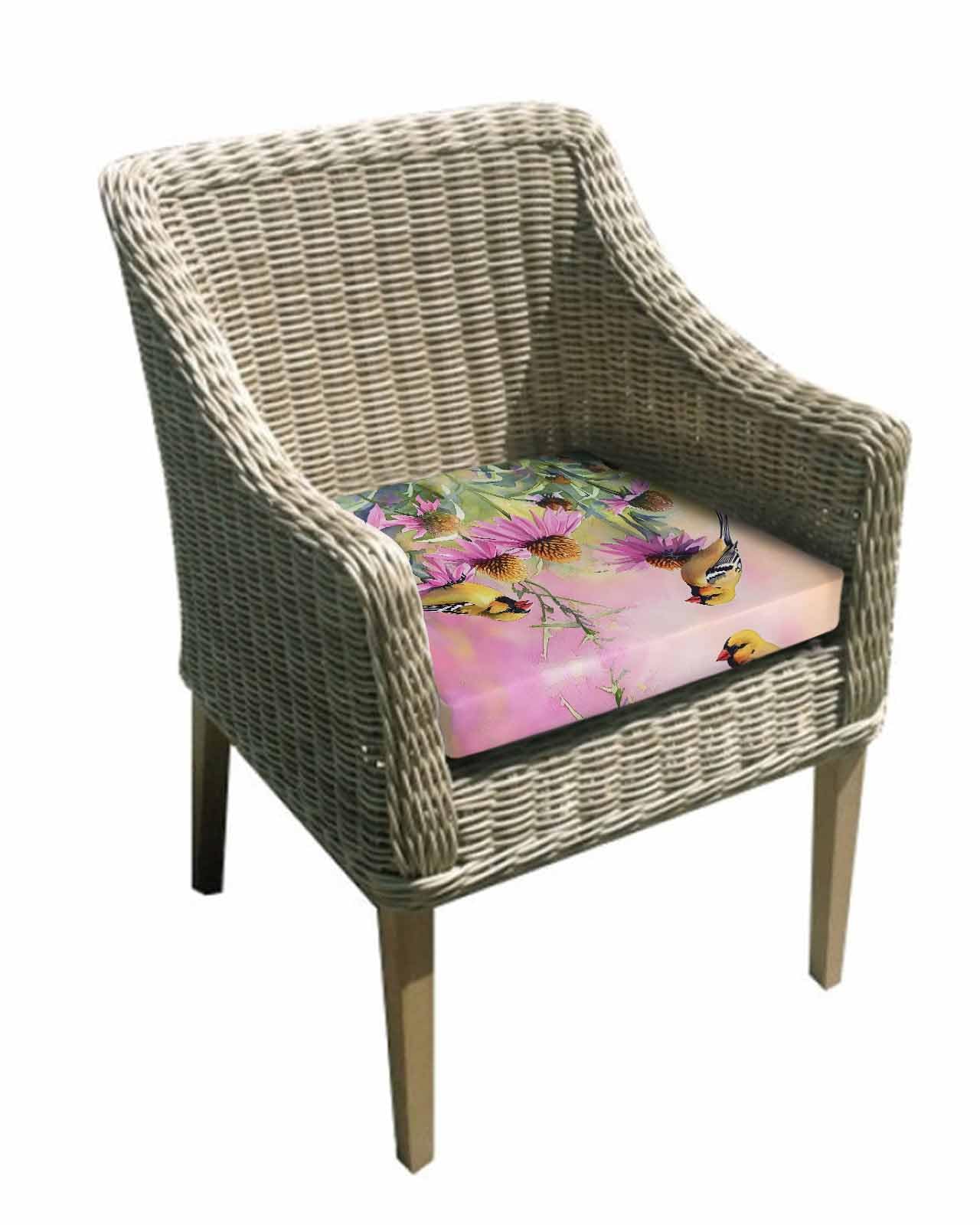 2 Pack Red Floral Birds Waterproof Cushion Covers with Ties, Outdoor Patio Chaise Lounge Chair Seat Cushion Slip Covers Replacement(Only Cover) Spring Flowers Pink Ombre 22