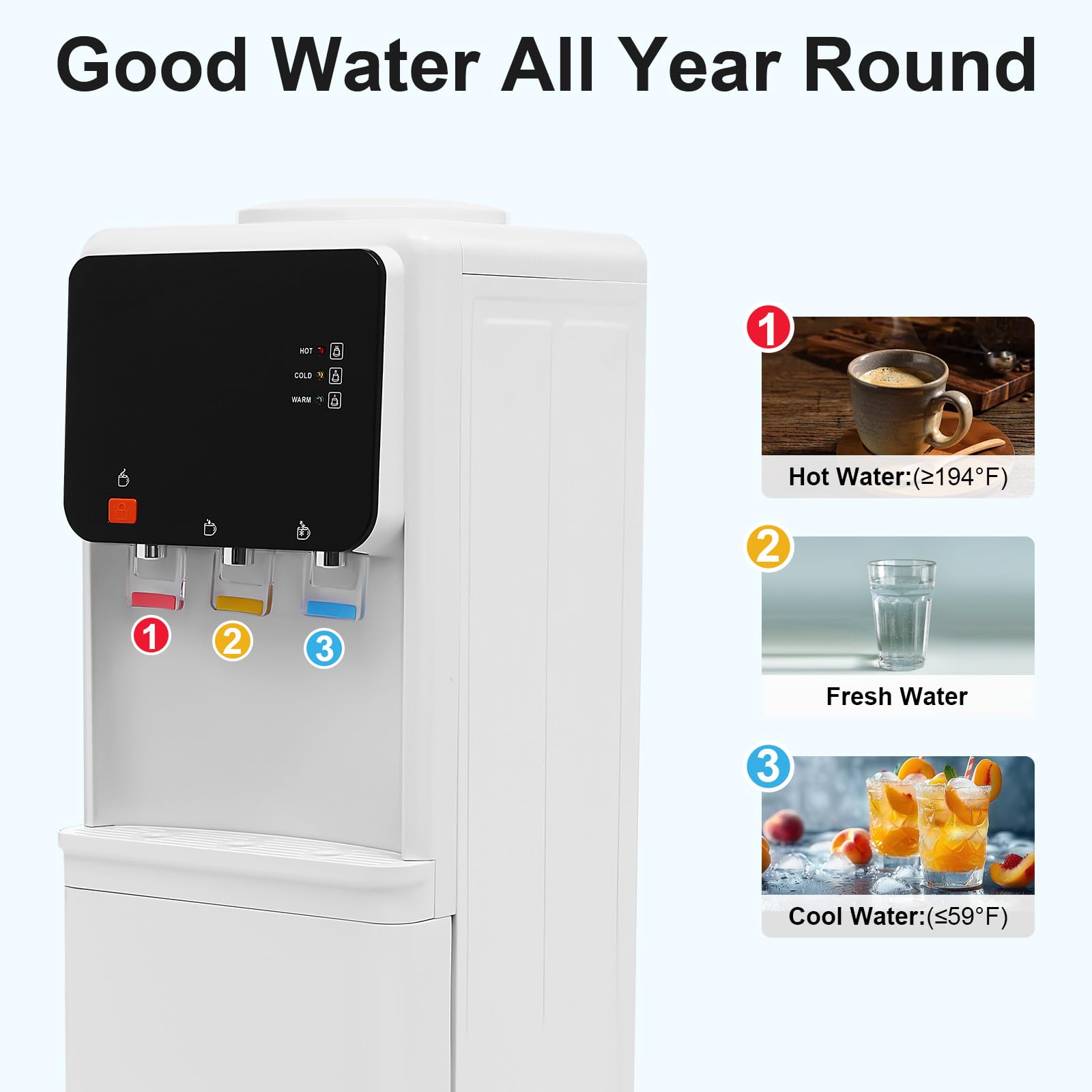 Dispensador de agua caliente de 4,5 a 18,9 l, máquina de bebidas frías y calientes, dispensador eléctrico de agua caliente, fuente de agua, oficina, hogar, máquina de bebidas frías y calientes en