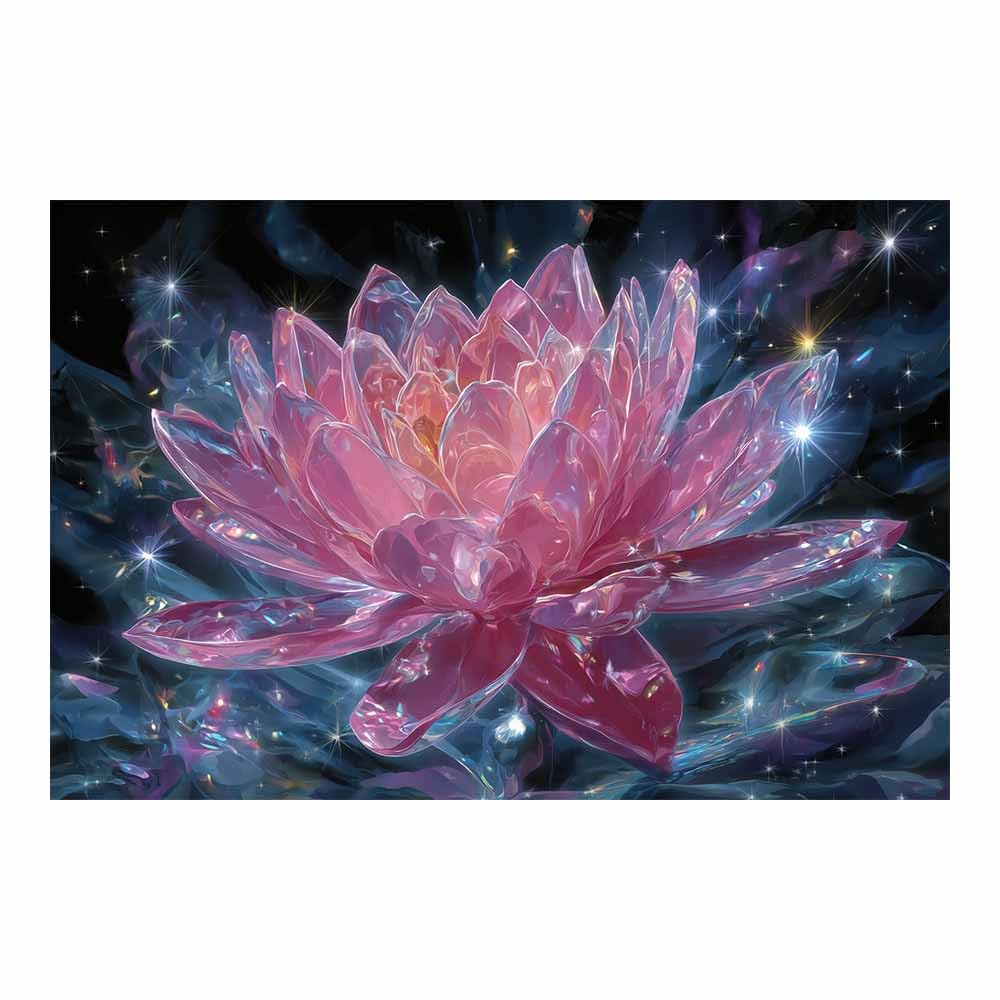 ZAMAEIU Natural Scenery Painting Crystal Lotuss unfurls Pictures Artwork, Contemporary Wall Art Large Size, Room Aesthetic Home Decor,Living Room,Bedroom(pink)-30x50cm Unframed