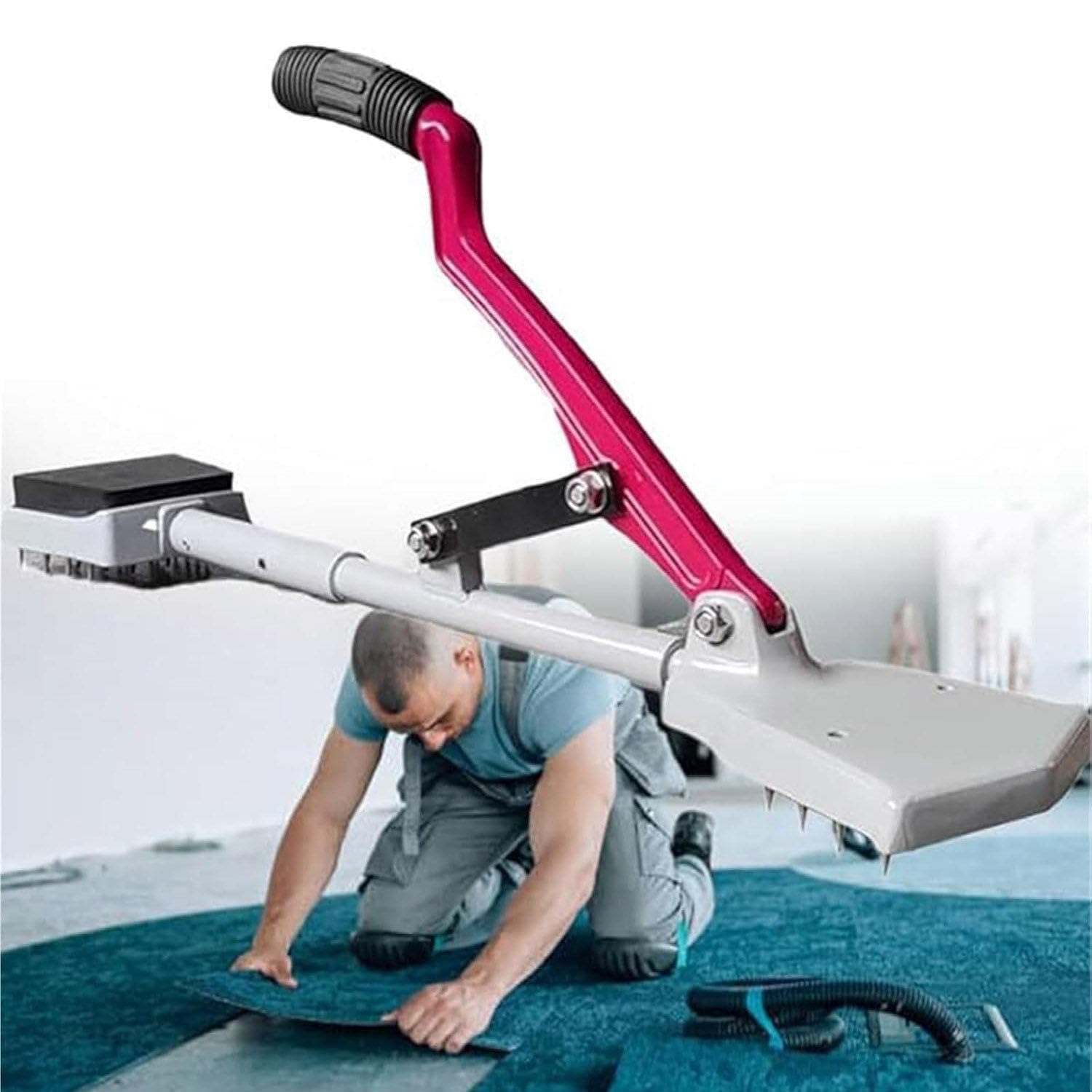 RQLSSSLMXJ Carpet Stretcher, Knee-Protective Carpet Fitting Tool, Manual Adjustable Carpet Installer with Soft Rubber Handle and Grippers, Portable Carpets Laying Tool, Robust and Stable Design