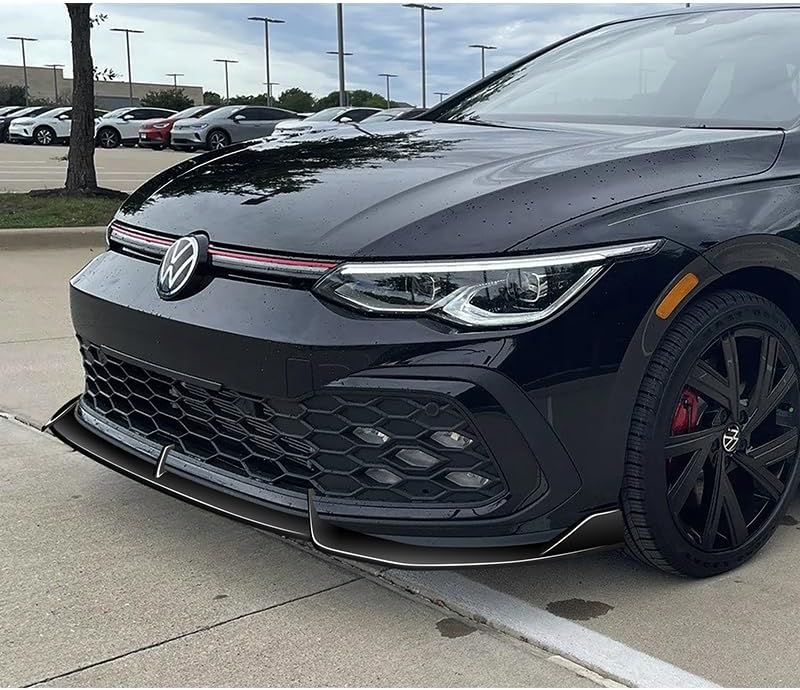 3pcs Front Bumper Lip Spoiler Body Kit Compatible with 2021-2024 Volkswagen VW Golf GTI MK 2022 2023 (Painted Black)