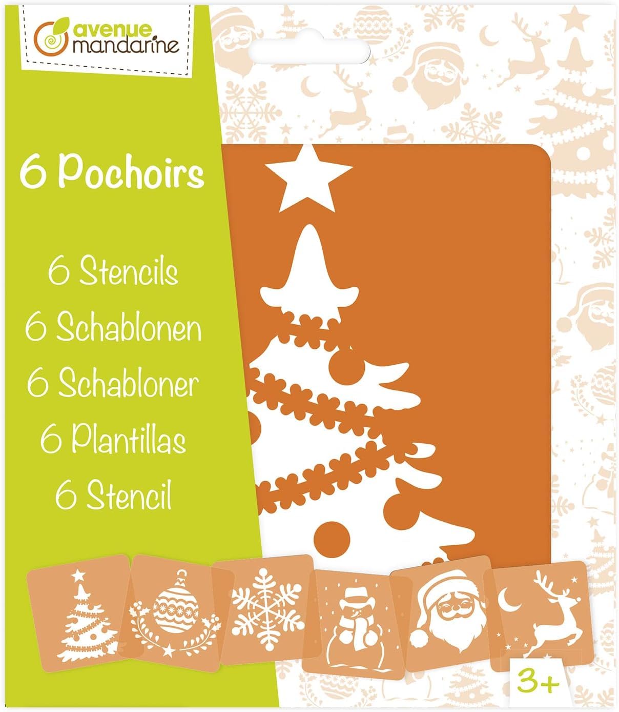 Set of 6 assorted stencils Christmas Pack of 3