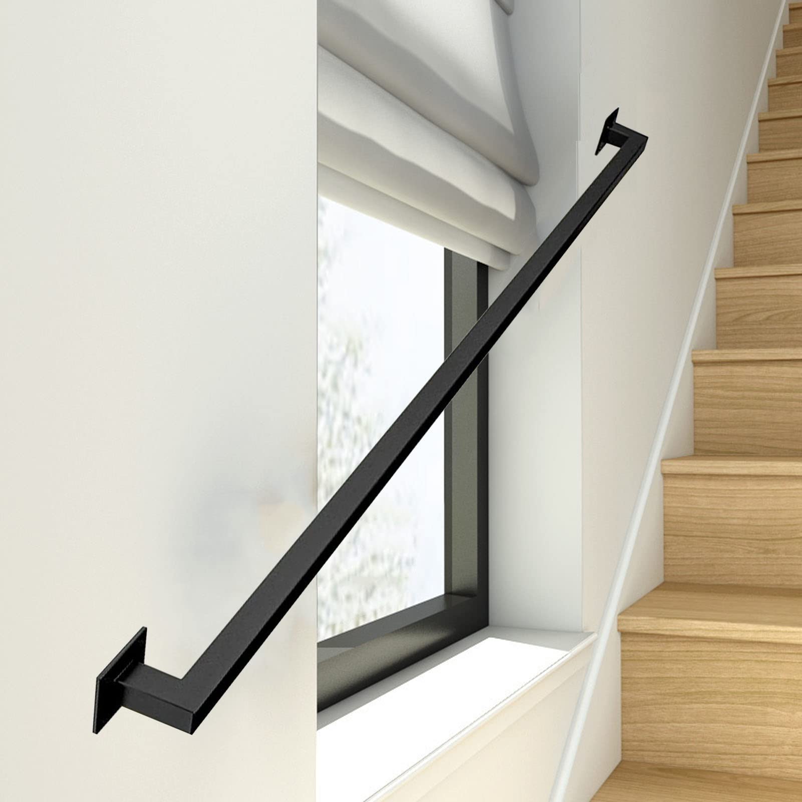 Rampe d'escalier extérieur 6 pieds en tuyau galvanisé antidérapant pour entrée