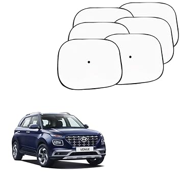 Car Adorable White Sun Shades for Side and Rear Window for Hyundai Venue (Set of 6)