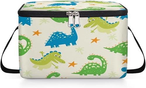 Miniatura 7 de Bonita bolsa de almuerzo aislada con diseño de dinosaurios de dibujos animados para mujeres, bolsa de almuerzo cuadrada para adultos y hombres,
