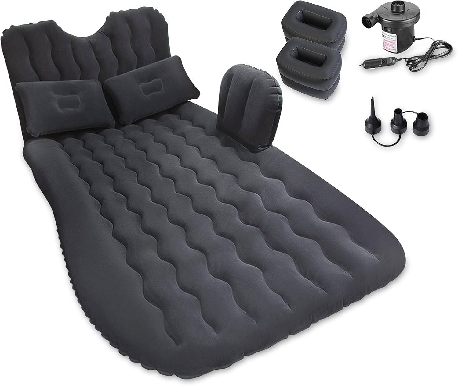 Ergocar Inflatable Bed Universal fits SUV RV Truck Car Air Mattress with Pillows Portable Airbed Sleeping Blow-Up Pad Air Sofa Air Couch for Camping, Hiking, Beach, Travelling-Black