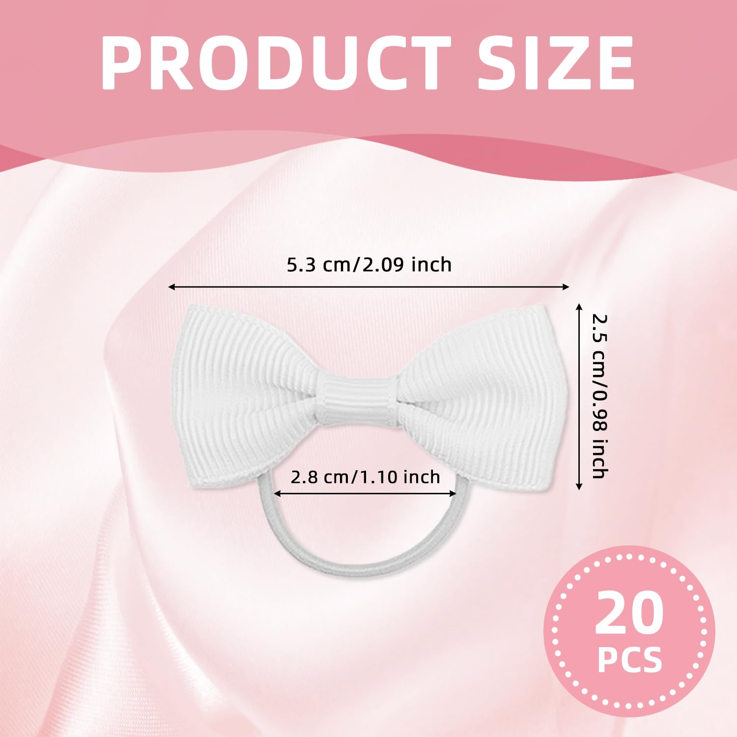 Set 20 Elastici per Capelli Bambini, Nastri Elastici con Fiocchi Bianchi, Accessori per Capelli Scuola e Quotidiani, Bambini & Donne