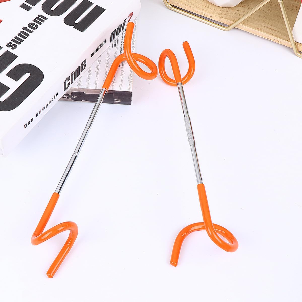 2pcs Stainless Steel S Shape Camping Light Hook for Tent Frame Orange