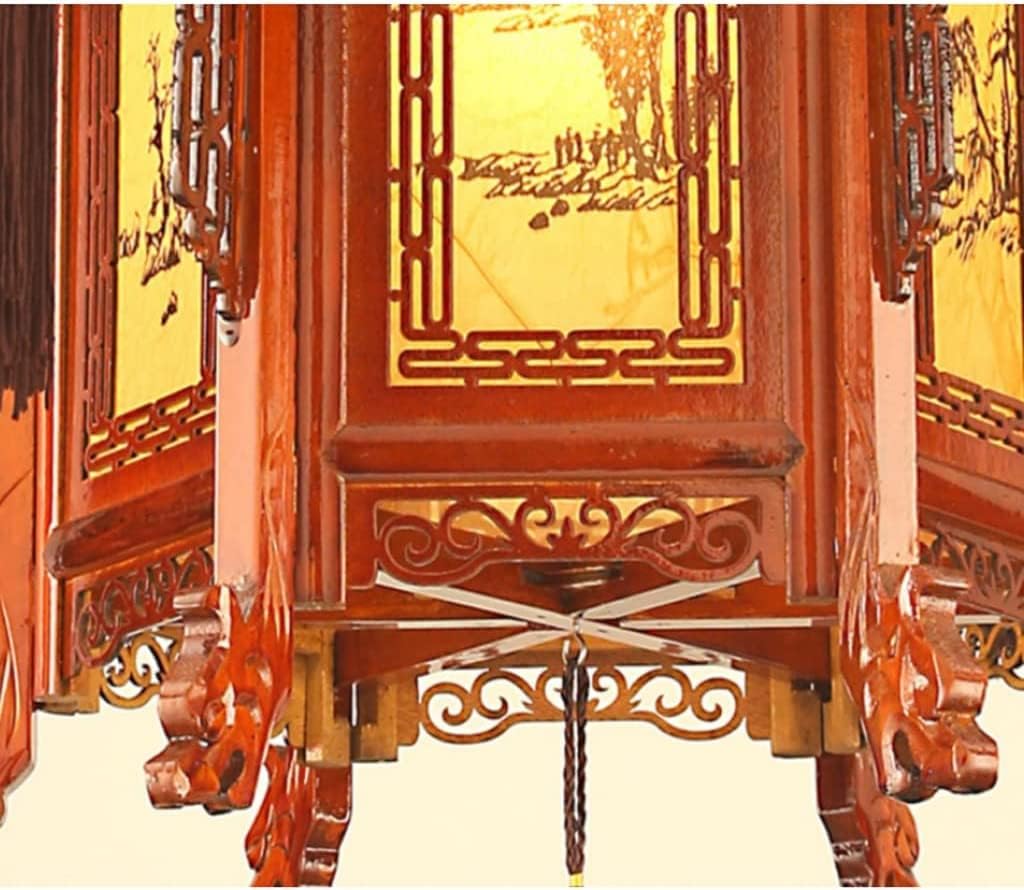 LIOONS Solid Wood Hexagonal Lanterns, Chinese Lanterns, Hanging Lantern Chinese New Year Interior Decoration Paper Lantern Lamp