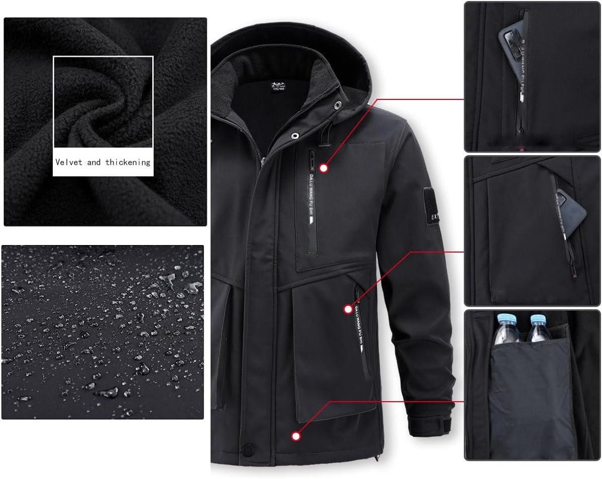 Adult Ski Suits Set, Men's Winter Warm Windproof Waterproof Hooded Ski Jacket and Pants