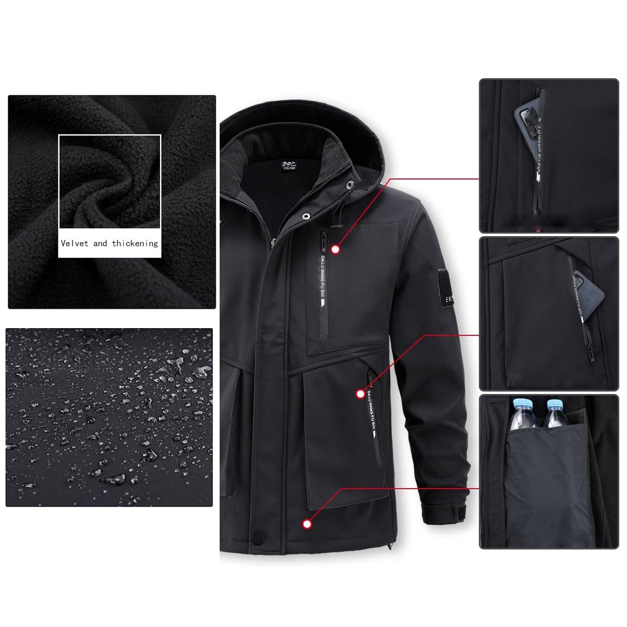 CLSQLXYJZC Set Di Tute Da Sci Per Adulti, Giacca E Pantaloni Da Sci Con Cappuccio Impermeabili Antivento Caldi Invernali Da Uomo, Set Di Tute Da Sci Resistenti All'usura Spesse Per Adulti